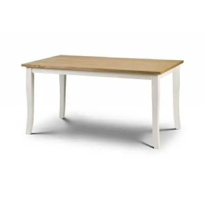 Oiled Oak Top 150cm Medium Kitchen Dining Room Table White Painted Base
