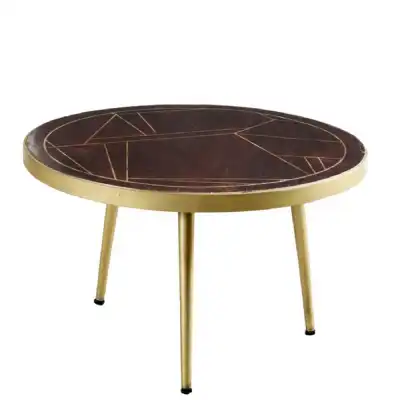Retro Vintage Dark Gold Round Coffee Table