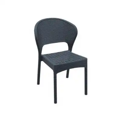 Outdoor Dark Grey Rattan Stacking Side Chair