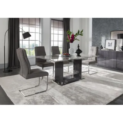High Gloss Grey Marble Rectangular 160cm Dining Table