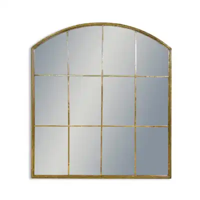 Antique Gold Arched Window Wall Mirror 80cm Wide