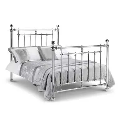 Chrome Plated Finish Metal Bed Frame 135cm 4ft6in Double High Foot End Traditional