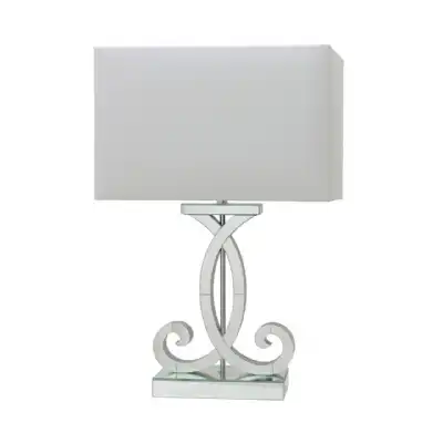 Clear Mirror Table Lamp White Shade