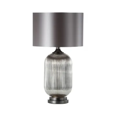 77. 5cm Chrome Pleated Glass With Silver Satin Shade Table Lamp