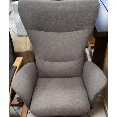 Luxury Recliner Chair with Back Tilt in Brown Grey Fabric