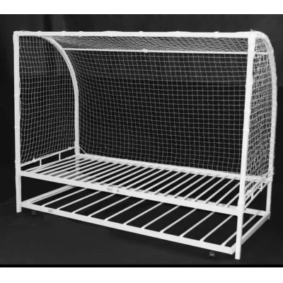 3ft Football Goalpost White Metal Childrens Bed with Trundle