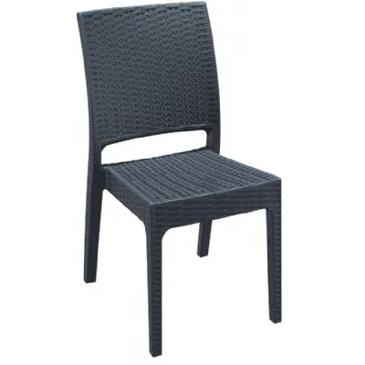 Outdoor Rattan Dining Chair Dark Grey