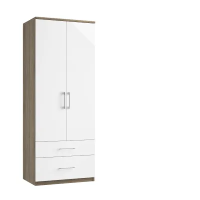 2 Door Assembled 2 Drawer Wardrobe with Colour Option 195cm Tall