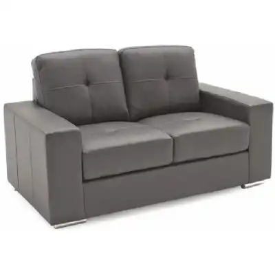 Grey Leather 2 Seater Sofa Chrome Metal Base
