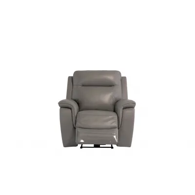 Grey Leather Electric Recliner Armchair