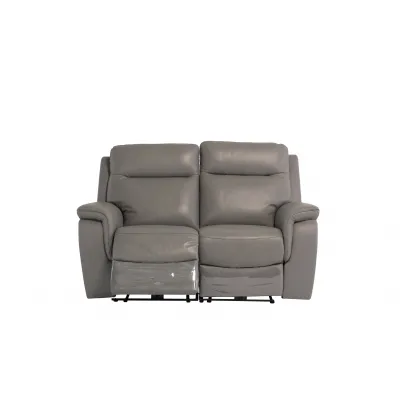 Grey Leather Electric Recliner 2 Seat Sofa