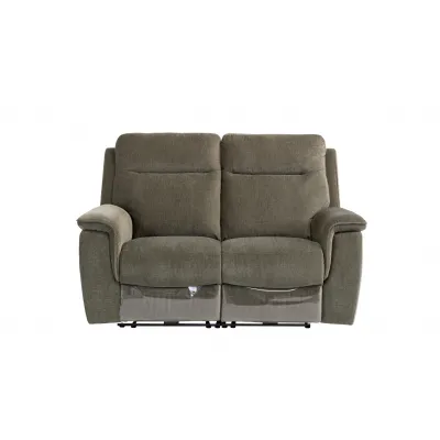 Moss Green Herringbone Fabric Electric Recliner 2 Seat Sofa