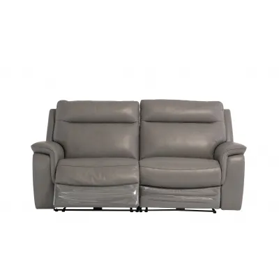 Grey Leather Electric Recliner 3 Seat Sofa