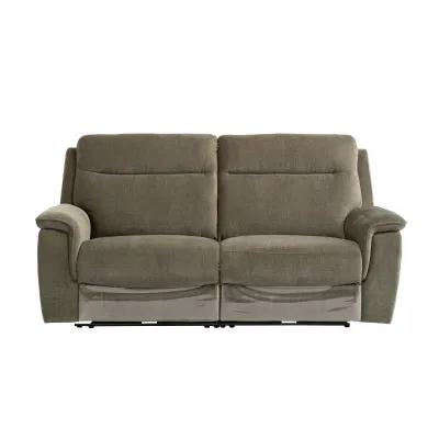 Moss Green Herringbone Fabric Electric Recliner 3 Seat Sofa