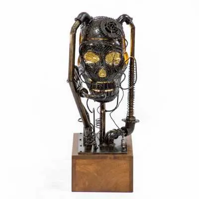 Upcycled Lighting And Furniture Steampunk Theme Skull Table Lamp Bright Idea