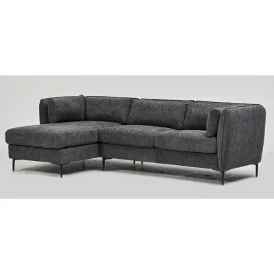 Corner Sofa with Left Chaise in Mikah Ashen Dark Grey Fabric
