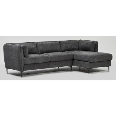 Corner Sofa with Right Chaise in Mikah Ashen Dark Grey Fabric