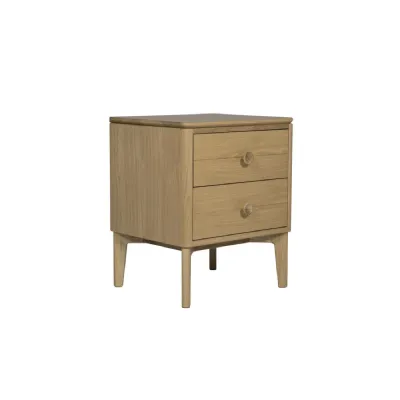 Natural Oak Wooden 2 Drawer Bedside Table Chest