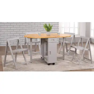 Butterfly Drop Leaf Dining Set in Grey and Oak