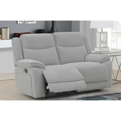2 Seat Reclining Fabric Sofa in Light Grey