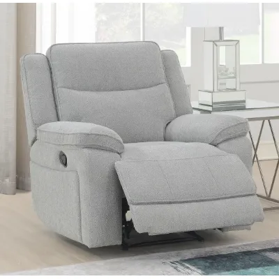 Fabric Reclining Armchair in Light Grey