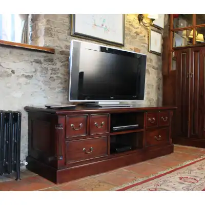 Large Mahogany Widescreen TV Cabinet Traditional Dark Wood Finish