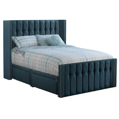 Deep Blue Byrd Double Bed Frame