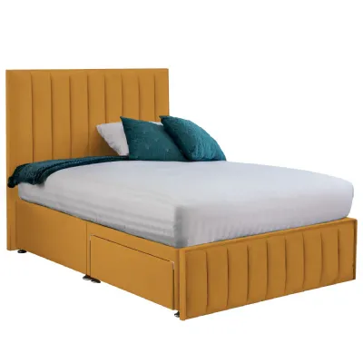 Mustard Harmony Hybrid Small Double Fabric Bed