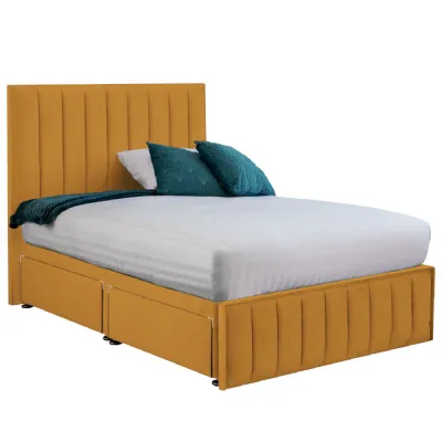 Mustard Harmony Hybrid Double Fabric Bed