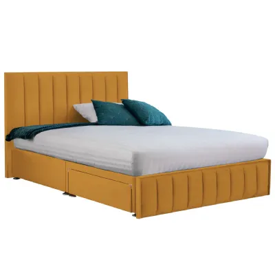 Mustard Harmony Hybrid Super King Size Fabric Bed