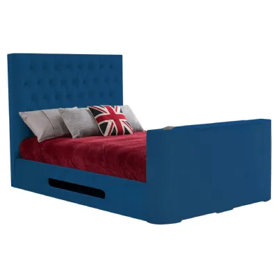 Royal Blue Loren Standard Double TV Bed