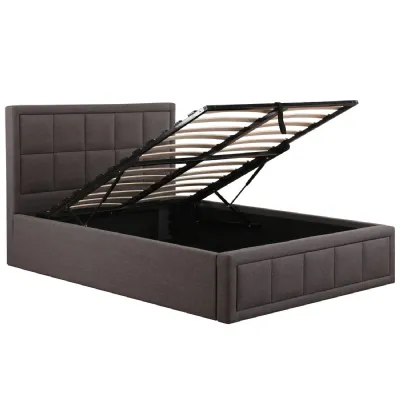 Grey Sia Fabric Small Double Ottoman Bed