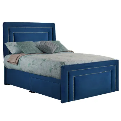 Deep Blue Style Brogan Small Double Fabric Bed