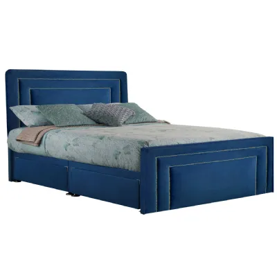 Royal Blue Style Brogan Super King Size Fabric Bed