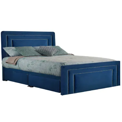 Royal Blue Style Brogan Super King Size Fabric Bed