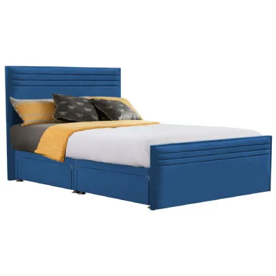 Royal Blue Style Chic Hybrid Super King Size Fabric Bed