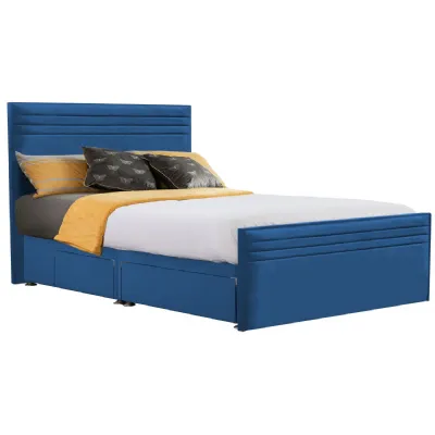 Royal Blue Style Chic Hybrid Super King Size Fabric Bed