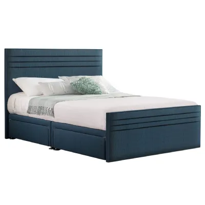 Deep Blue Style Chic Hybrid Super King Size Fabric Bed