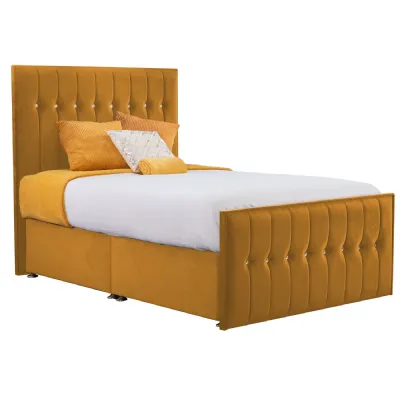 Mustard Style Sparkle Hybrid Small Double Fabric Bed