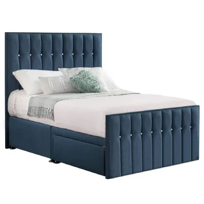 Deep Blue Style Sparkle Hybrid Small Double Fabric Bed