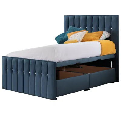 Deep Blue Style Sparkle Hybrid Double Fabric Bed