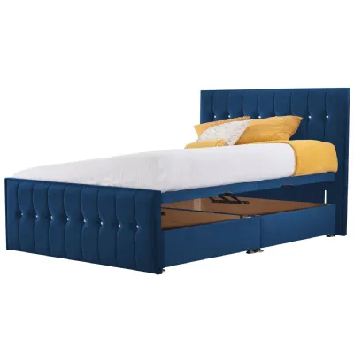 Royal Blue Style Sparkle Hybrid Super King Size Fabric Bed