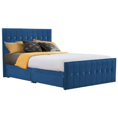 Royal Blue Style Sparkle Hybrid Super King Size Fabric Bed