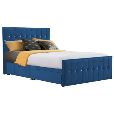 Royal Blue Style Sparkle Hybrid Super King Size Fabric Bed