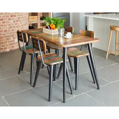 Rustic Painted Small Rectangular Dining Table Urban Chic Industrial Black Legs