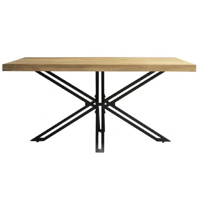 Mango Wood 160cm Dining Table with Black Metal Spider Legs
