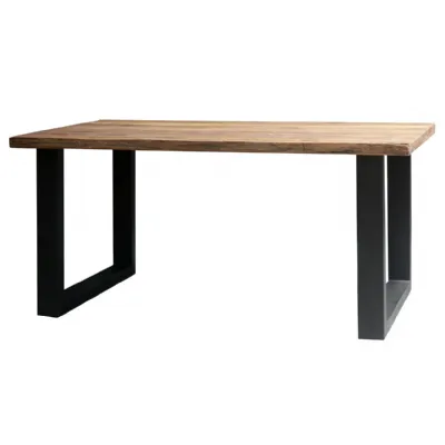 Solid Old Timber 160cm Dining Table with Black Metal Legs