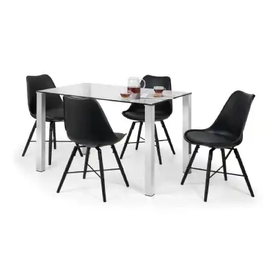 Black Curved Dining Chair with Black Legs