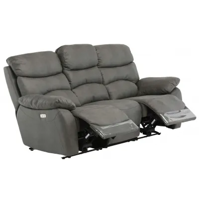 Dark Grey Soft Fabric Electric 3 Seat Sofa