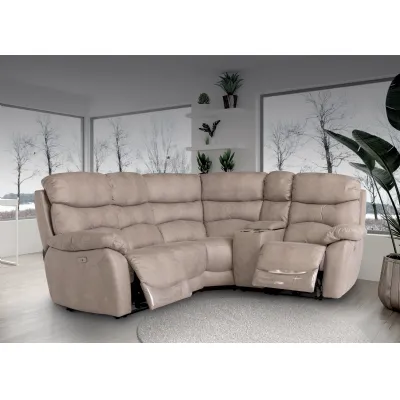 Light Grey Soft Touch Fabric Electric Recliner Corner Sofa Suite